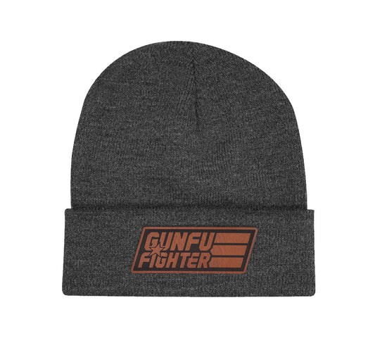 GunFuFighter Logo Brown Leather Beanie